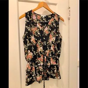 Floral peplum blouse with front buttons